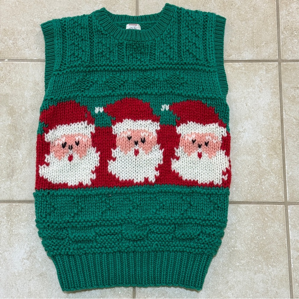 Vintage Christmas Sweater Vest Santa 100% Acrylic